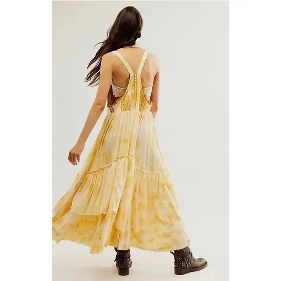 NWT Free People Bali Devon Skirtall Tie Dye Maxi Dress In Italian Straw Size XS - Picture 2 of 10